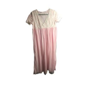 Vintage Pink and White Lace Nightgown